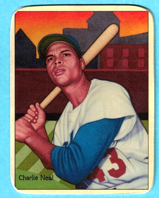 Picture, Helmar Brewing, Helmar This Great Game Card # 93, Neal, Charlie, looking up after swing, Brooklyn Dodgers